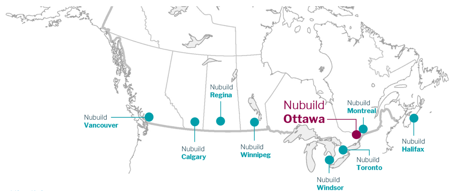 Planned Nubuild locations across Canada